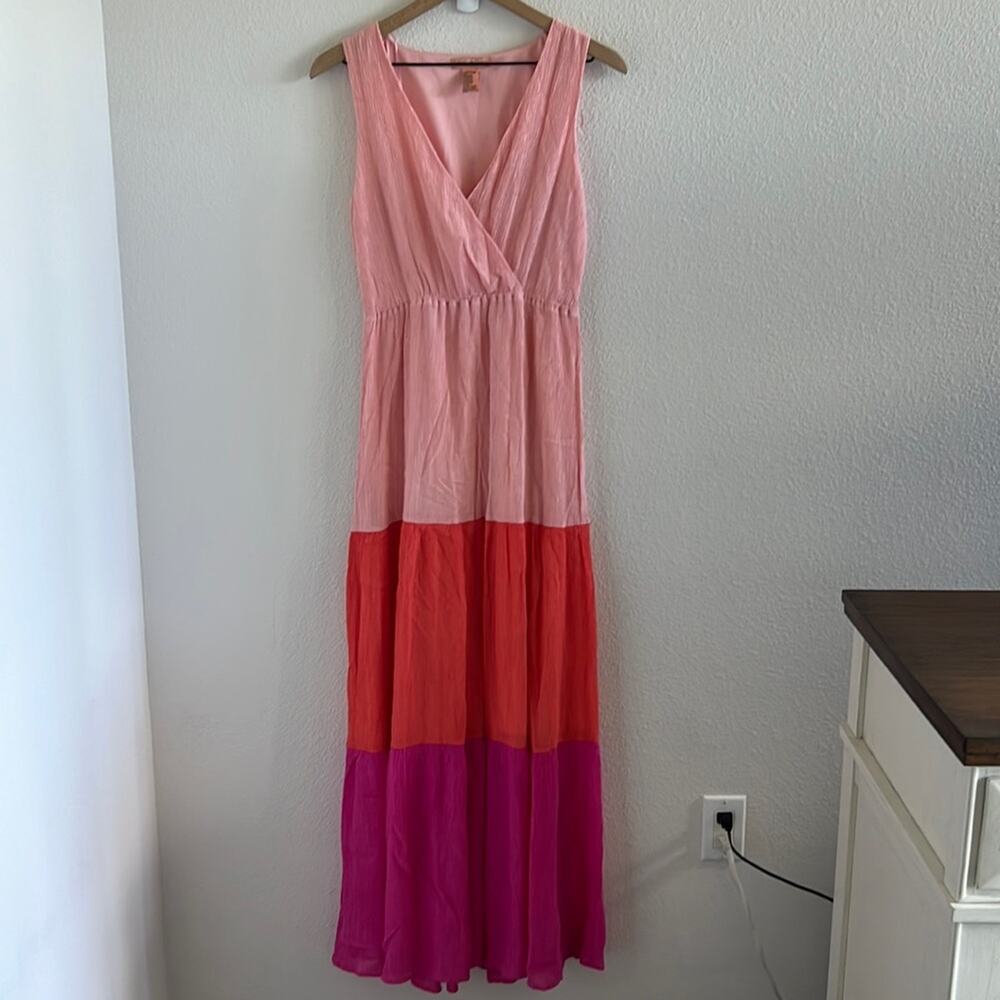 Flying Tomato Colorblock Pink Orange Feminine Long Dress Boho Medium